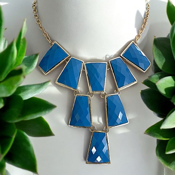 Funky Cobalt Blue Square Statement Necklace & Earring Set - Picture 14 of 16
